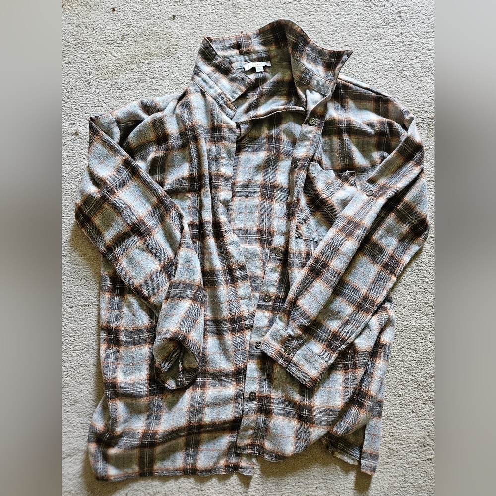 I Love Brown And Orange Flannel Shirt